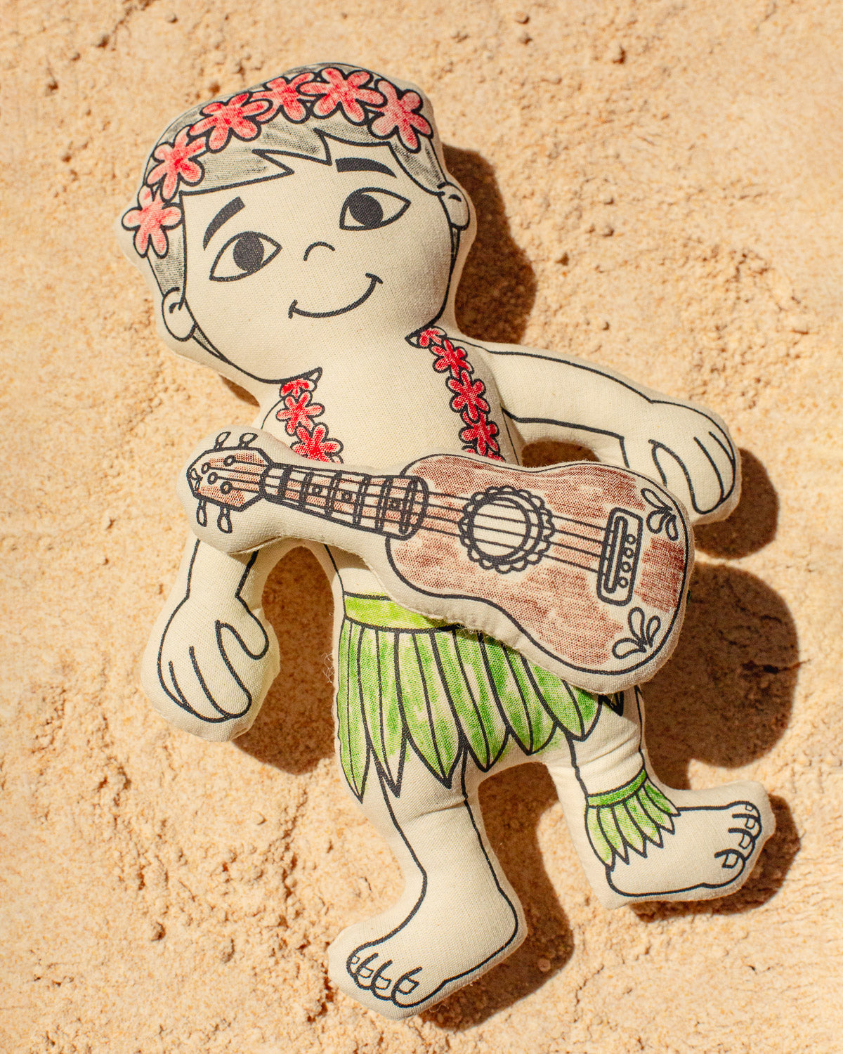 Kiboo Kids: Hula Boy with Mini Ukulele - Colorable and Washable Doll for Creative Play