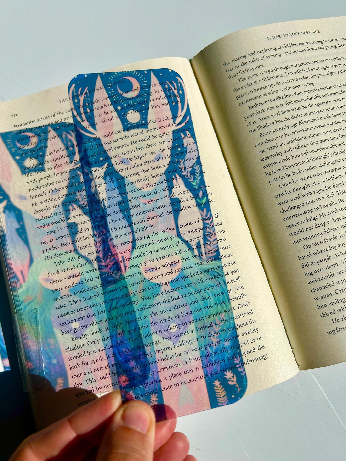 Celestial Guardian Bookmark – Emerald-Haired Girl with Spirit Foxes, Mystical Night Fantasy Art