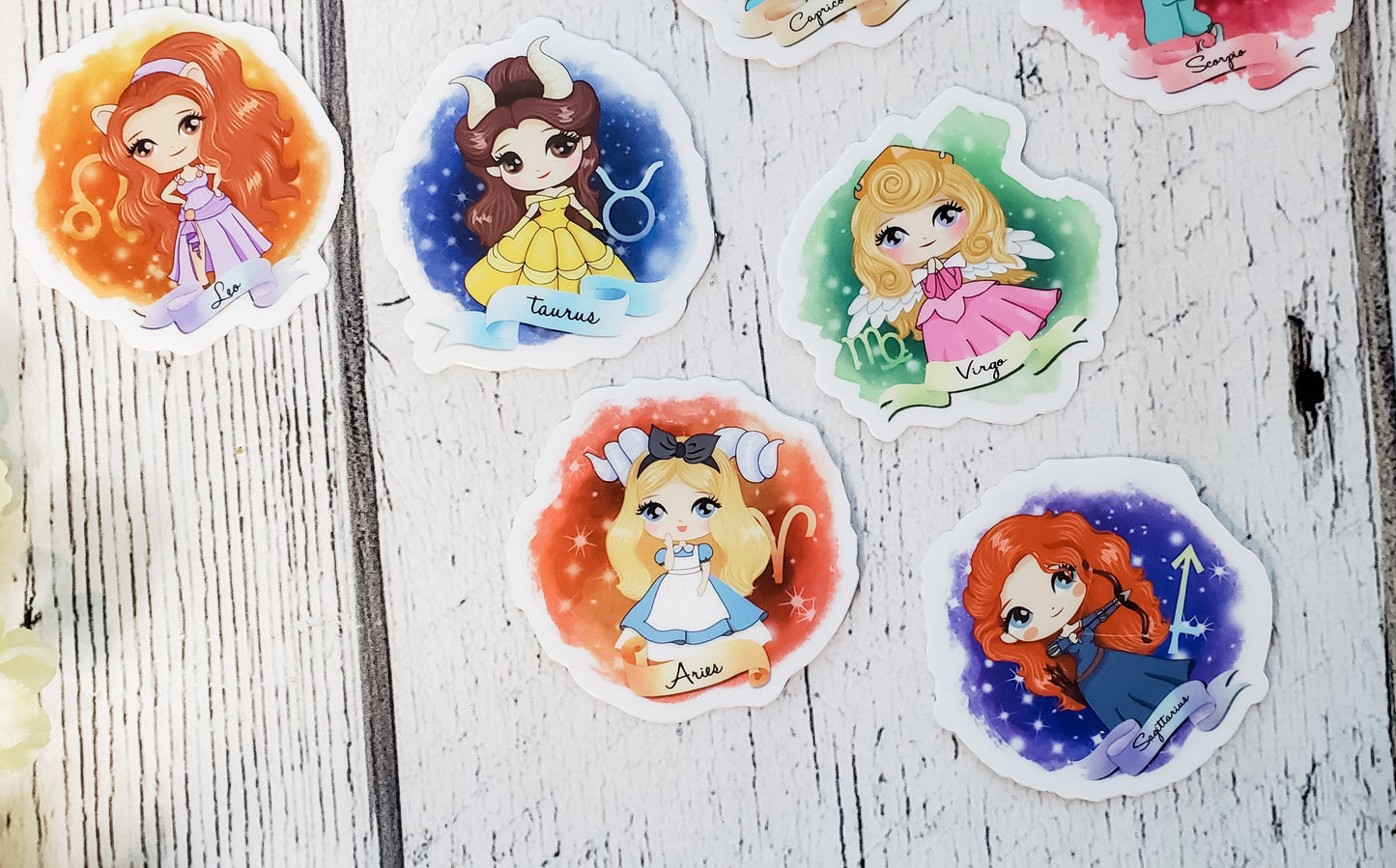 Zodiac Princesses Vinyl Stickers