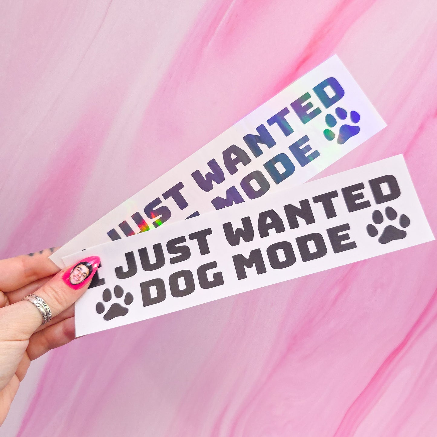 "I just wanted dog mode" bumper sticker, 7.9 x 2 in.