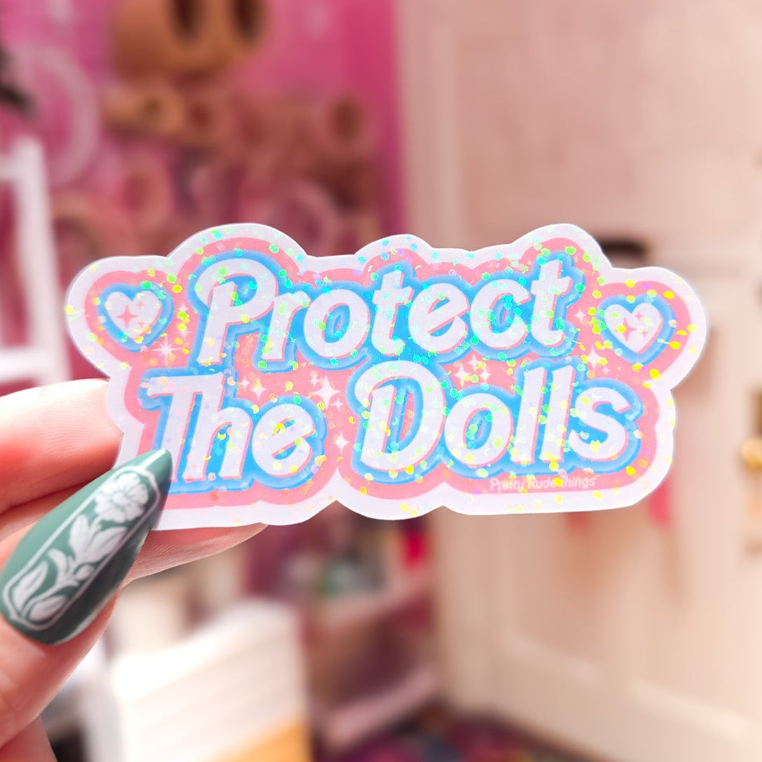 Protect The Dolls Sticker, 3.26 x 1.6 in.