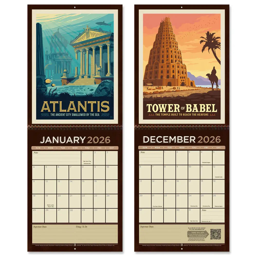 2026 Wall Calendar: Fantasy Travel (Ancient Wonders & Mythical Places) Books and Gifts