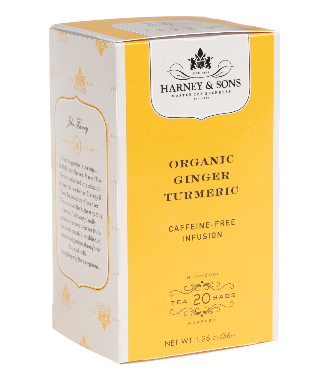 Cúrcuma y jengibre orgánico, caja de 20 bolsitas de té premium