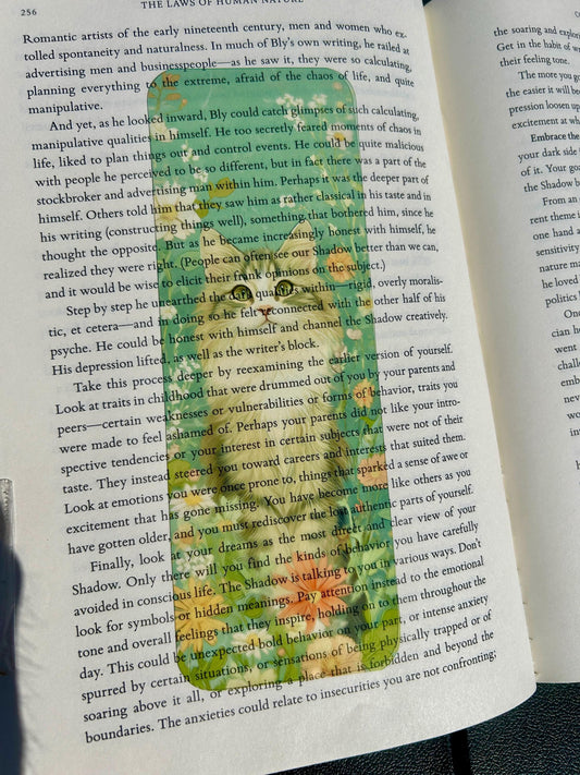 Domestic Longhair Cat Bookmark with Scrapbook Paper Floral Background – Cozy Vintage Art for Cat Lovers, Gentle Readers, and Stationery Fans