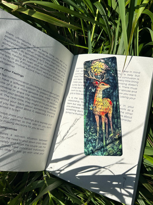 Magical Deer Bookmark – Handmade Fantasy Bookmark, Enchanted Forest Page Marker, Mystical Deer Gift, Unique Book Lover Accessory
