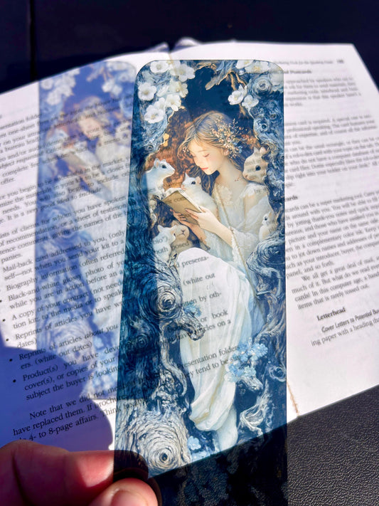 Woodland Storytime Bookmark | Snow White Reading to Forest Creatures | Whimsical Fairy Tale Art | Nature Lover Gift | Enchanted Forest