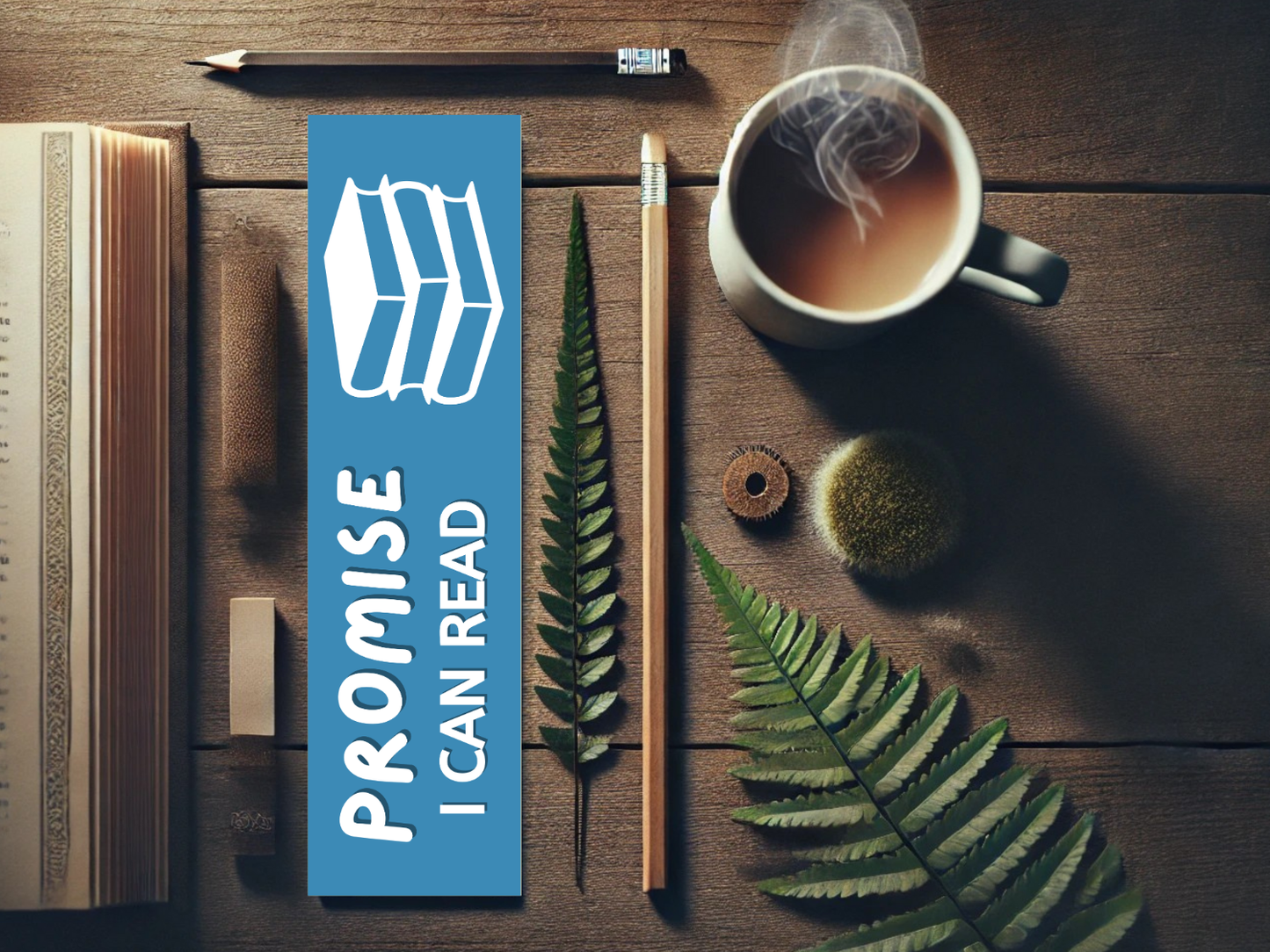 Promise I Can Read Bookmark - Blue | Sassy Reading Accessory | Laminated Cardstock | Book Lover Gift | Bookish Humor | Funny Page Marker