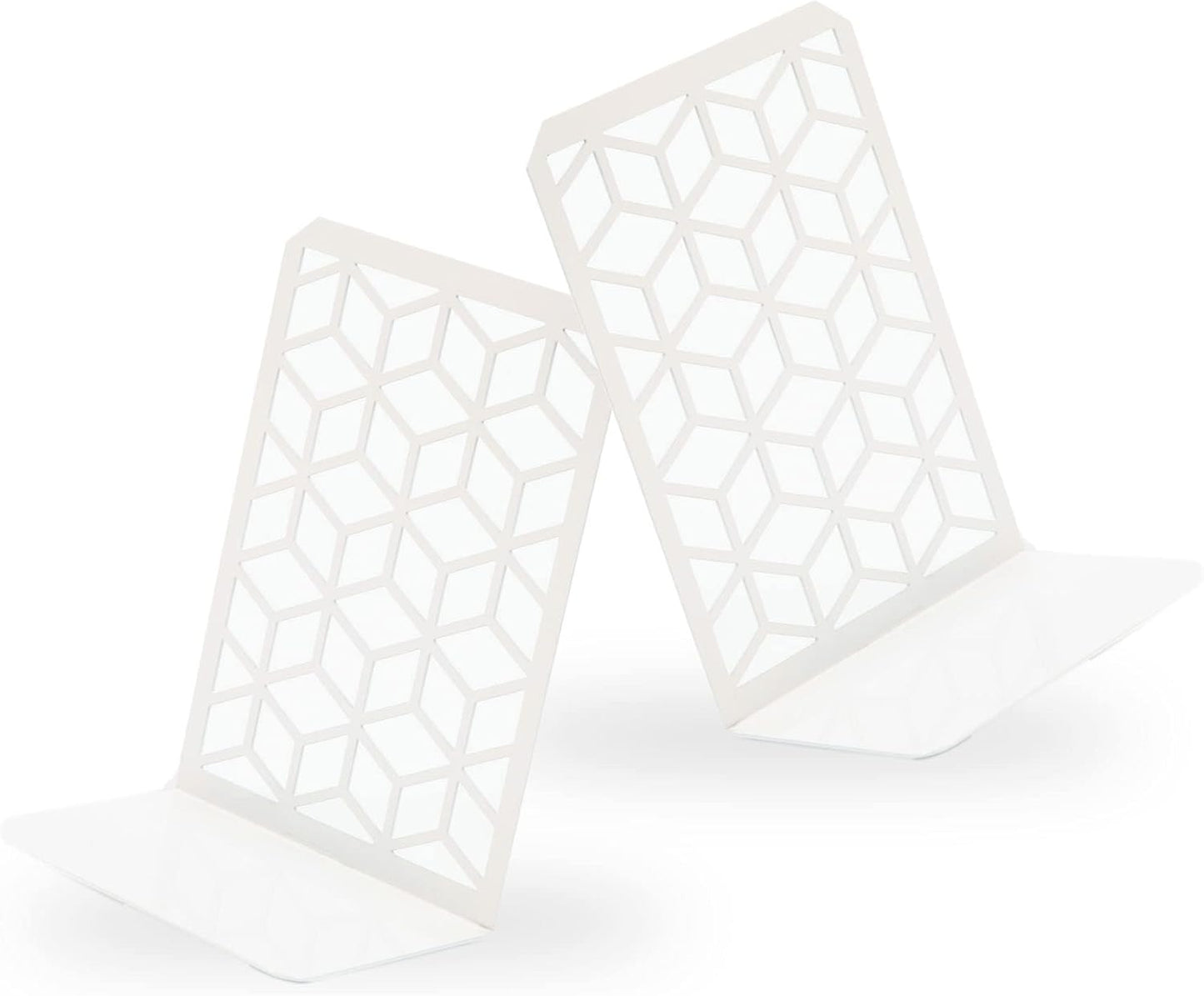 3D Cube Bookends – Geometric Metal Book Ends by Geomod