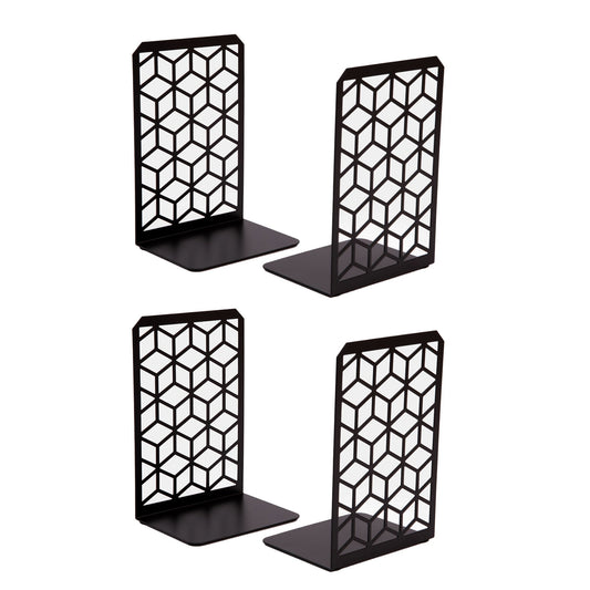 3D Cube Bookends 2-Pack – Geometric Metal Book Ends by Geomod