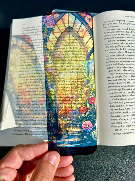 Enchanted Bookshop Bookmark – Ivy-Covered Library Doorway in Dusty Greens & Golds