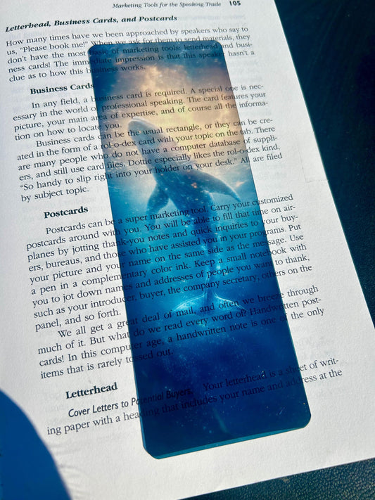 Whale Bookmark – Bioluminescent Ocean Glow | Dreamy Galaxy Sea Creature Art | Fantasy Animal Gift for Book Lovers