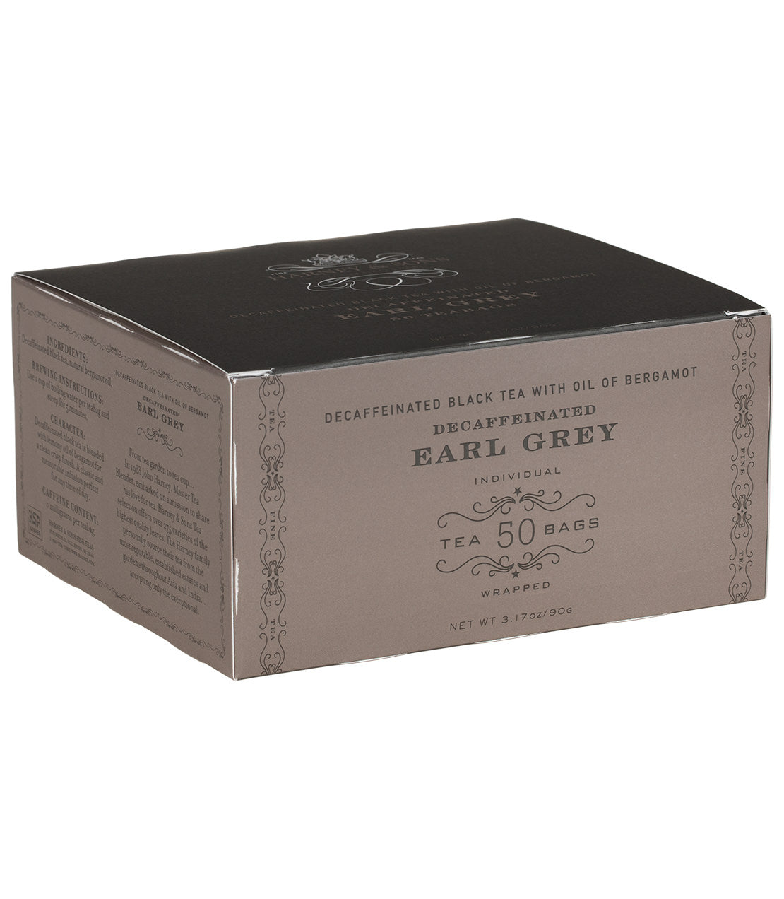 Earl Grey descafeinado, caja de 50 bolsitas de té envueltas