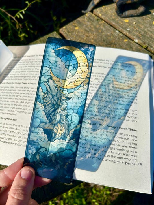 Moon Wolf Bookmark - Mystical Wolf and Moon Design, Perfect for Book Lovers, Readers, and Fantasy Fans, Unique Gift for Bookworms