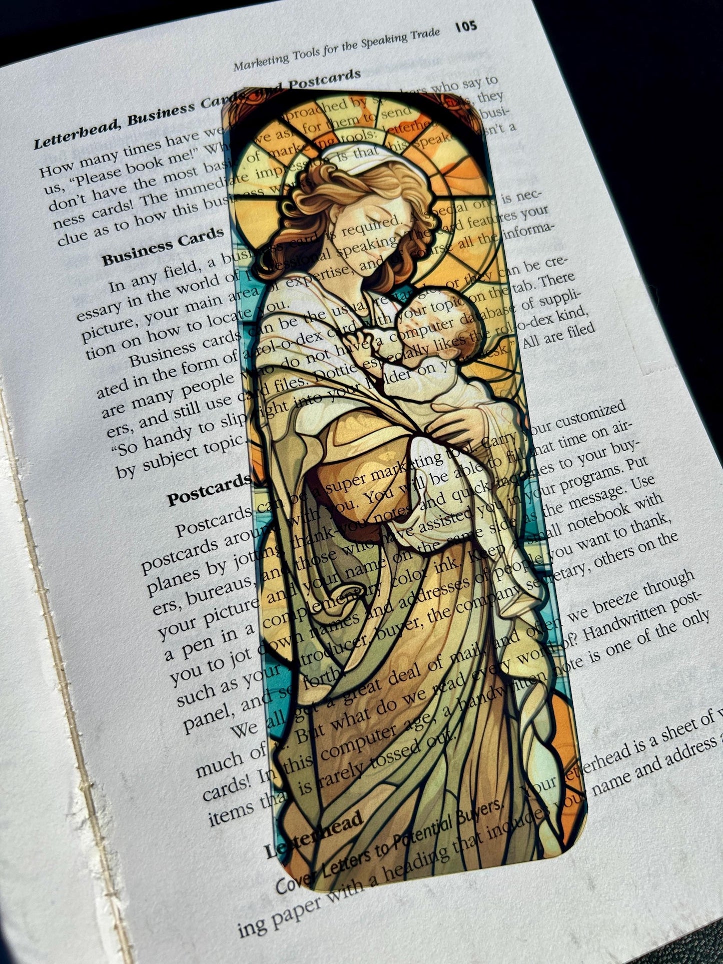 Madonna and Child Bookmark – Stained Glass Mother Mary, Catholic Inspired Devotional Bookmark - Baby Jesus