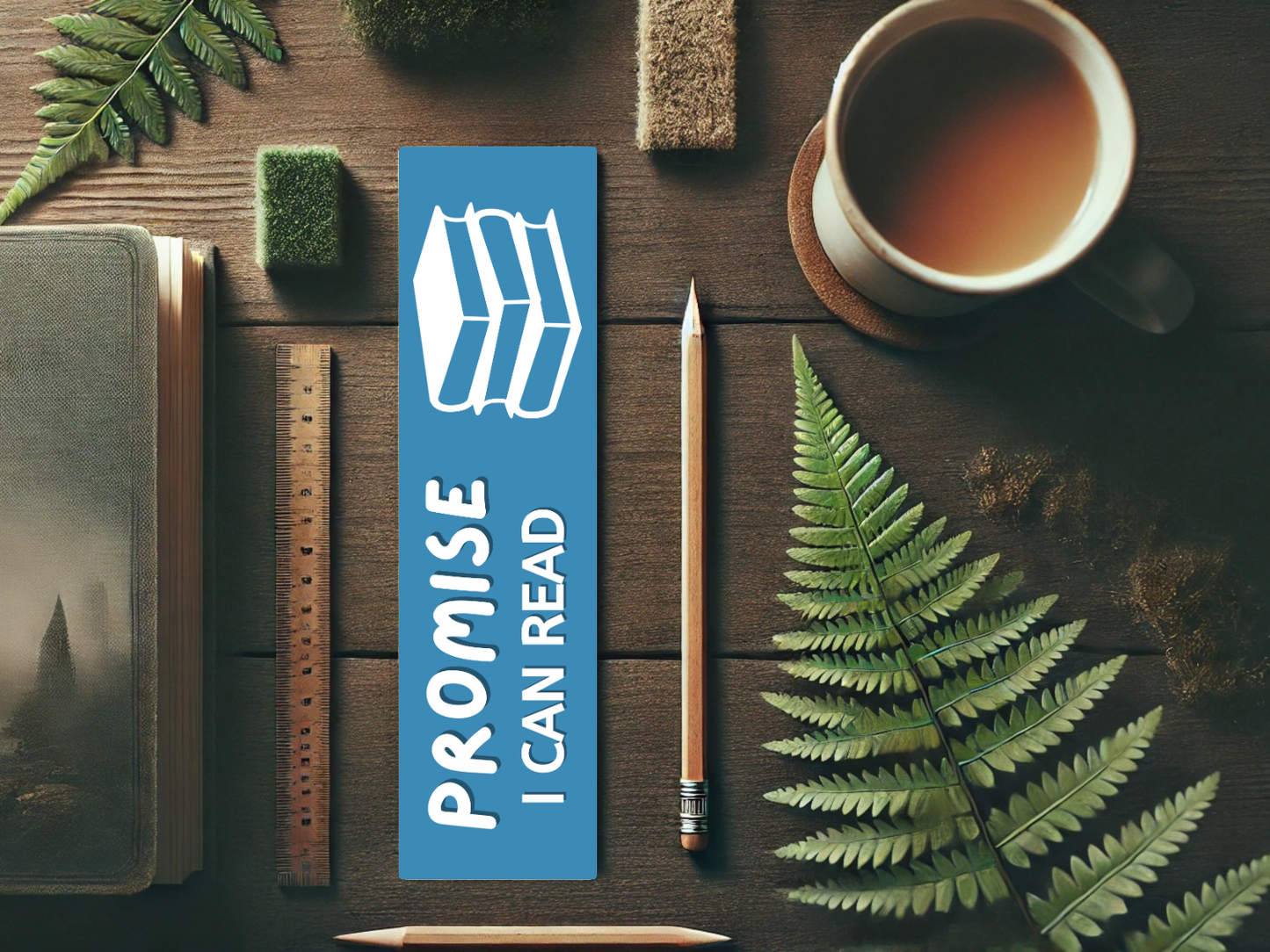 Promise I Can Read Bookmark - Blue | Sassy Reading Accessory | Laminated Cardstock | Book Lover Gift | Bookish Humor | Funny Page Marker