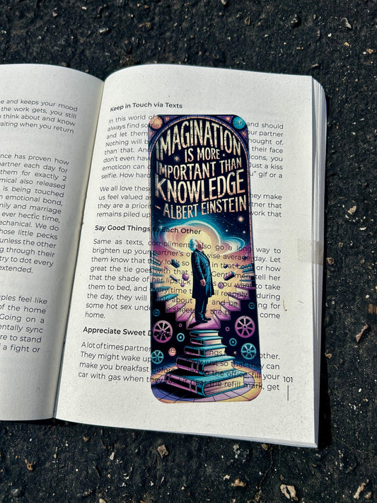 Imagination Is More Important Than Knowledge Bookmark – Albert Einstein Quote, Inspiring Gift for Book Lovers & Dreamers