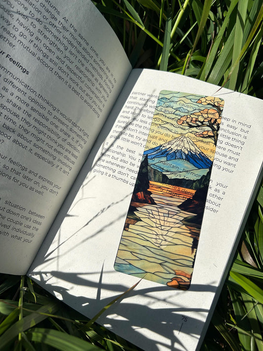 Mount Fuji Bookmark - Handcrafted Japanese Bookmark, Scenic Japan Inspired Gift, Stained Glass Bookmark, Traditional Japanese Art