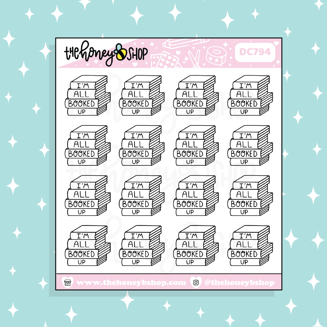 I'm All Booked Up Doodle Sticker