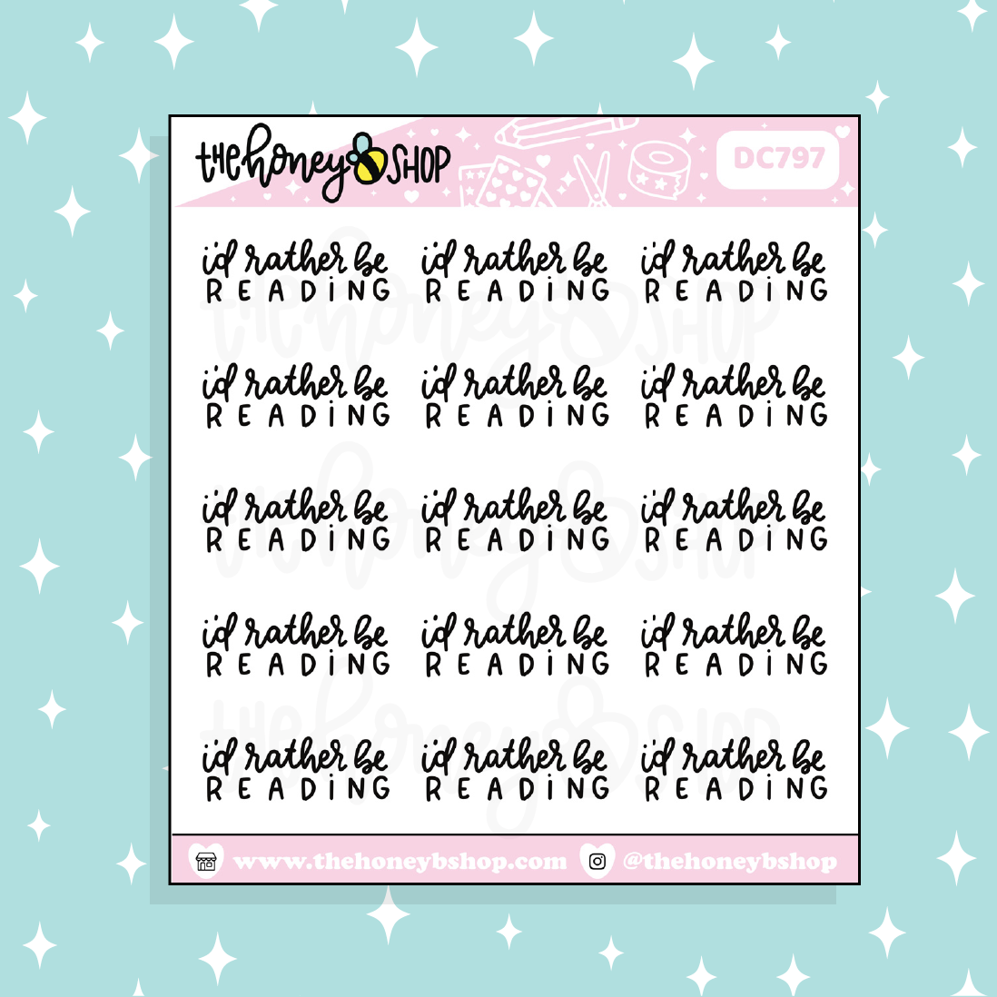 I'd Rather Be Reading Doodle Sticker