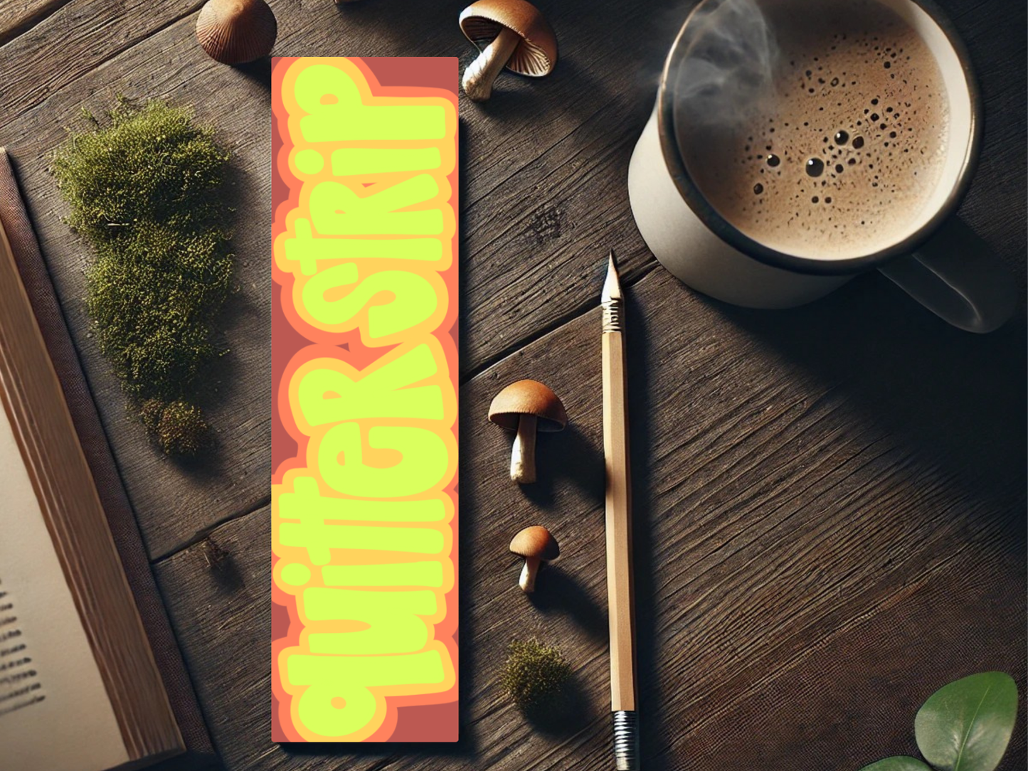 Quitter Strip Bookmark – Retro Orange Design | Hand-Drawn Bookish Gift | Funny Reading Accessory | Laminated Bookmark | Book Lover Humor