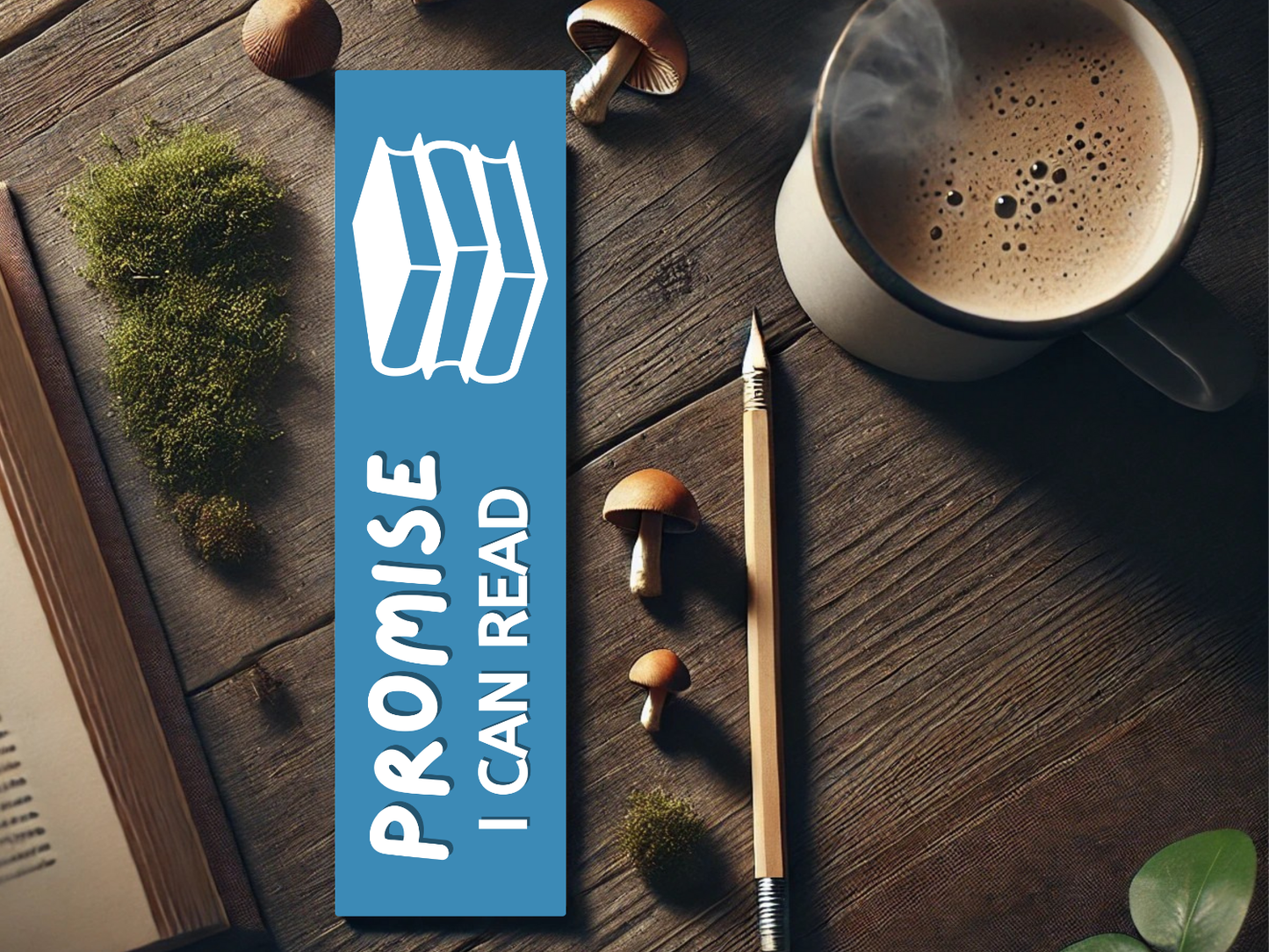 Promise I Can Read Bookmark - Blue | Sassy Reading Accessory | Laminated Cardstock | Book Lover Gift | Bookish Humor | Funny Page Marker