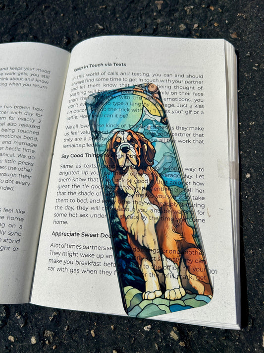 St. Bernard Dog Bookmark – Stained Glass Style, St. Bernard Lover Gift, Canine Art, Unique St. Bernard Gift for Dog Lovers