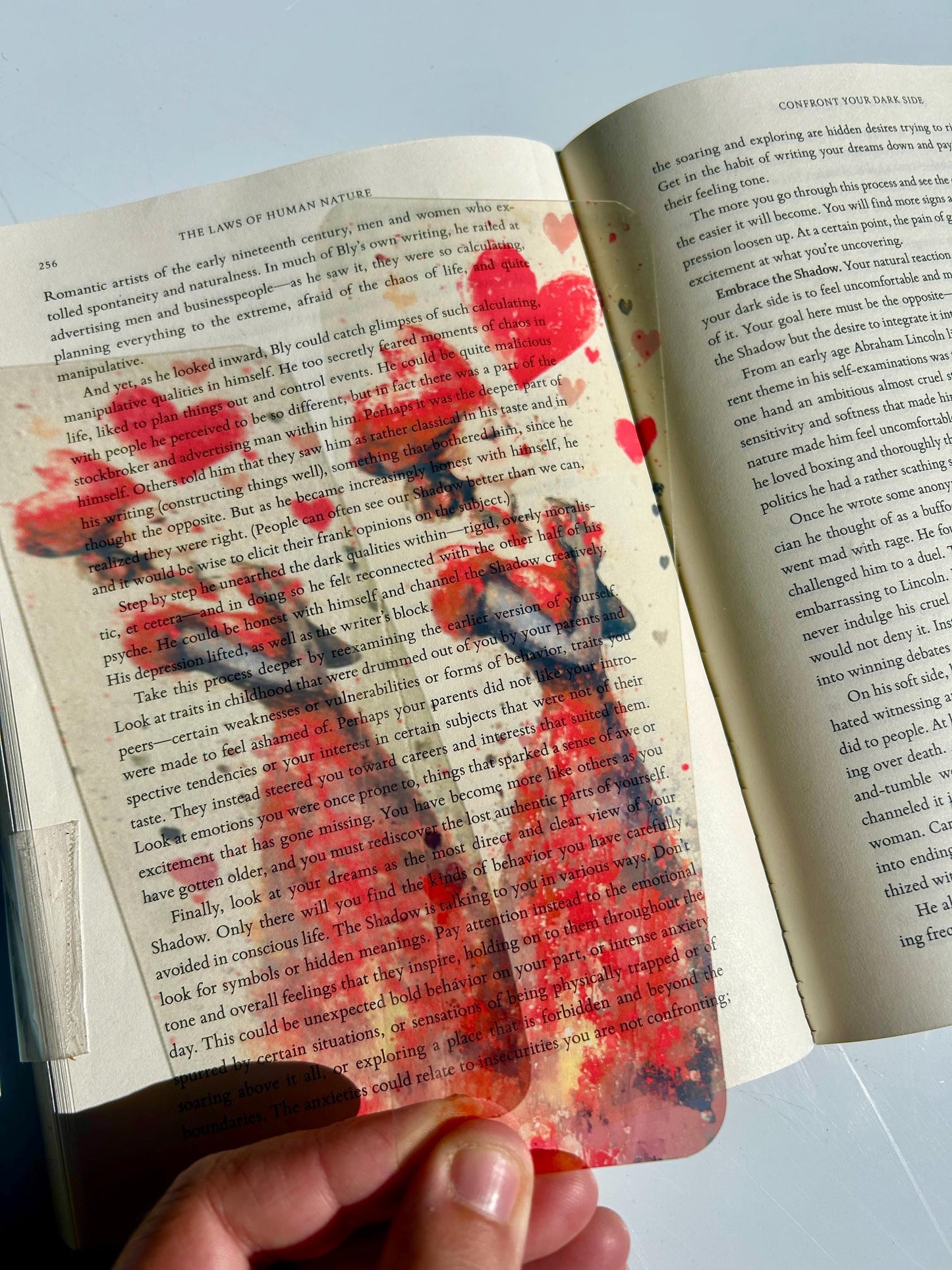Queen of Hearts bookmark in red impressionist style, romantic fantasy art print with heart motifs and vintage royal vibes