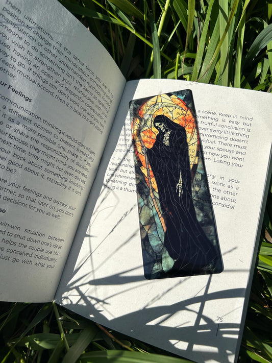 Grim Reaper Bookmark - Handcrafted Gothic Bookmark, Dark Fantasy Gift, Unique Skull & Reaper Design, Perfect for Horror Lover