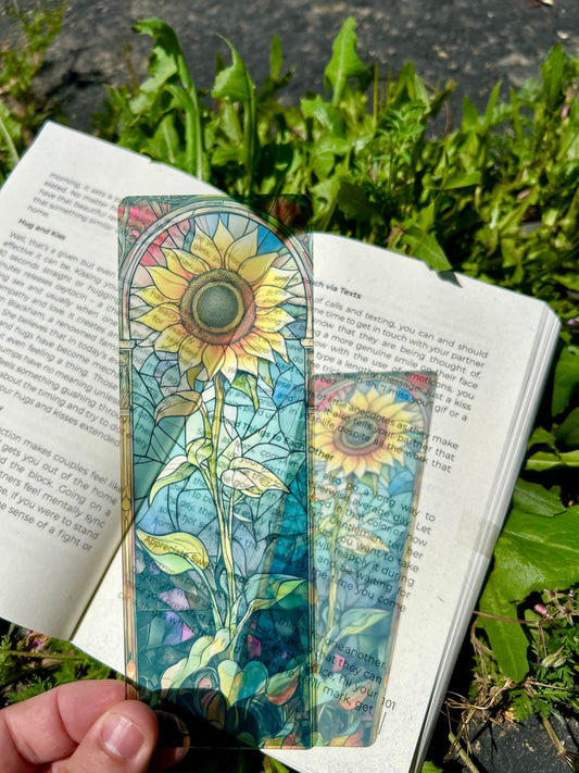 Stained Glass Sunflower Love Bookmark – Radiant Sunflower Art, Heartfelt Gift, Sunflower Gift sun catcher