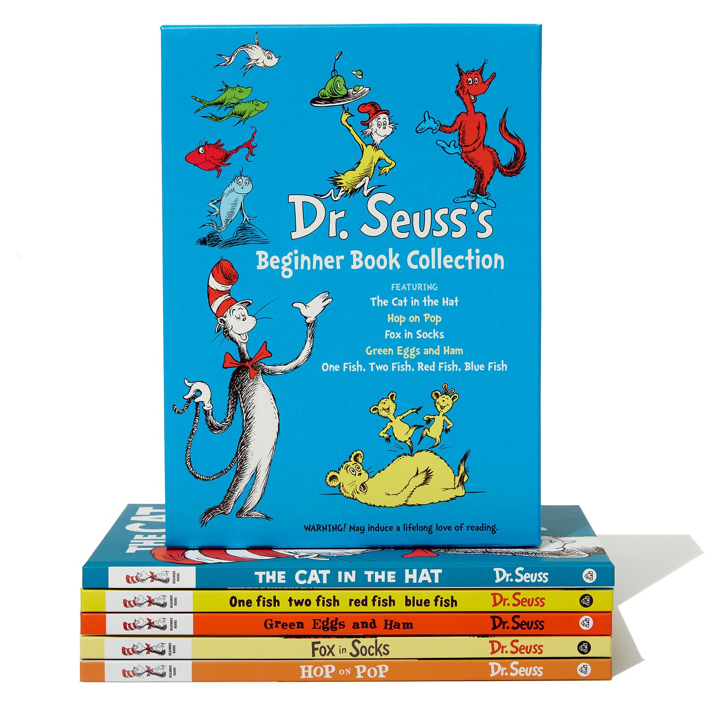 Dr. Seuss's Beginner Book Boxed Set Collection - The Cat in the Hat; One Fish Two Fish Red Fish Blue Fish; Green Eggs and Ham; Hop on Pop; Fox in Socks (Beginner Books)