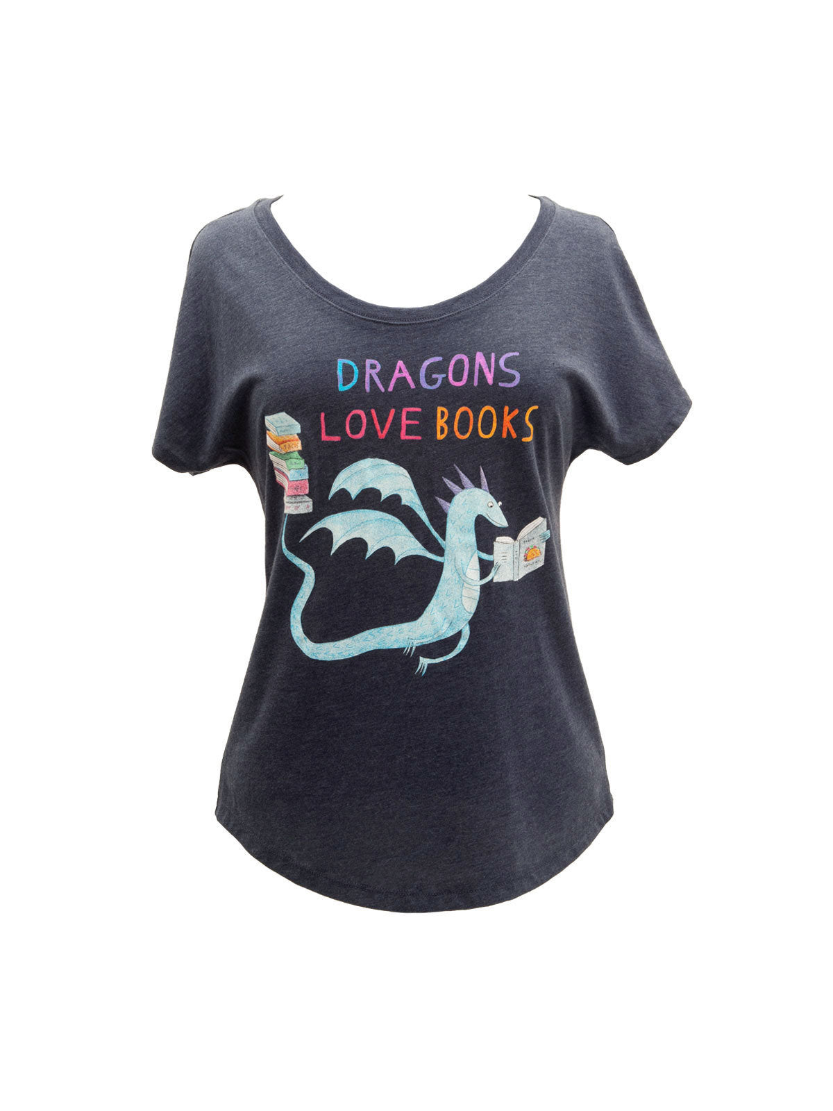 Dragons Love Books Women's Relaxed Fit T-Shirt Large