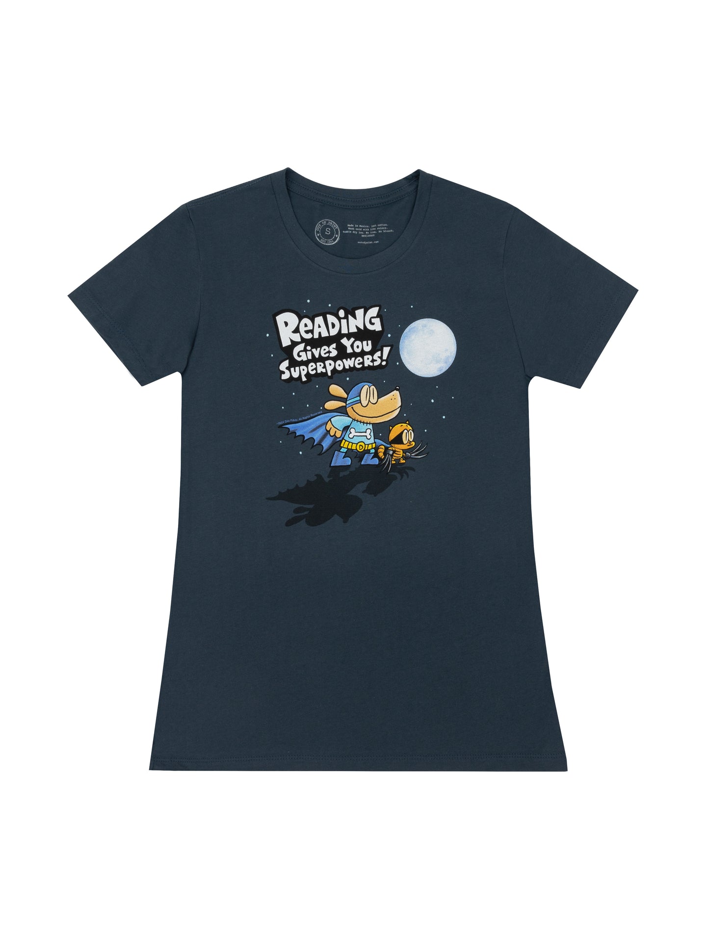 Dog Man: Reading Gives You Superpowers Women's Crew T-Shirt Large