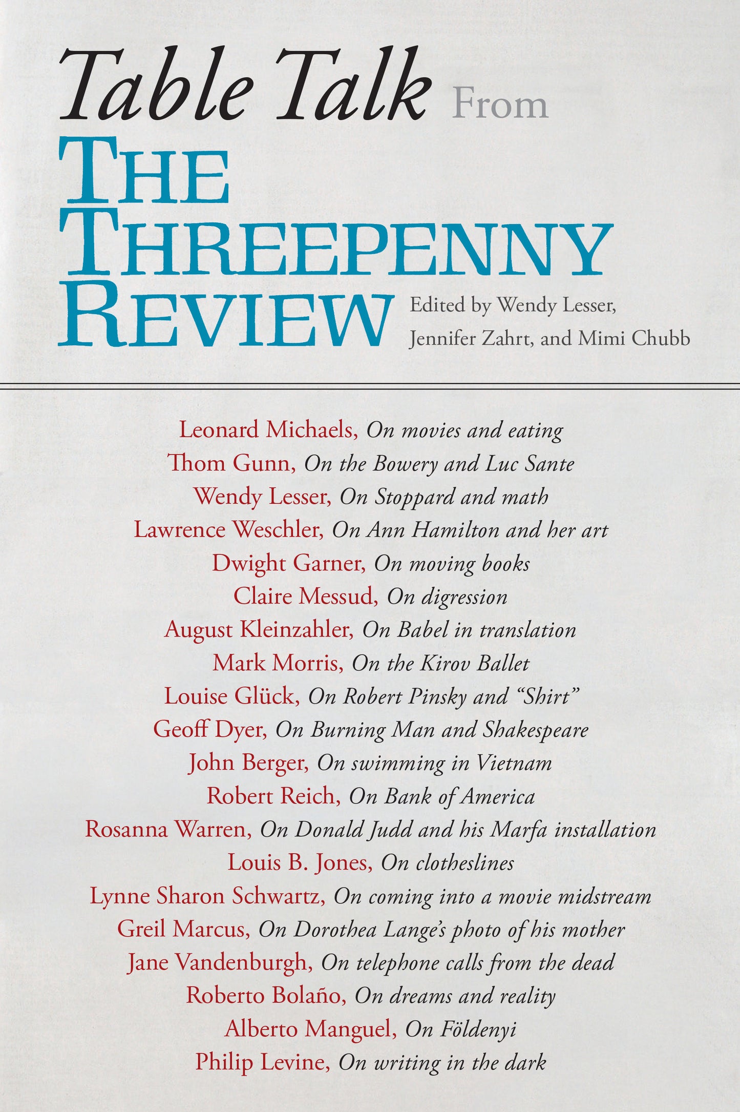 Table Talk - From the Threepenny Review