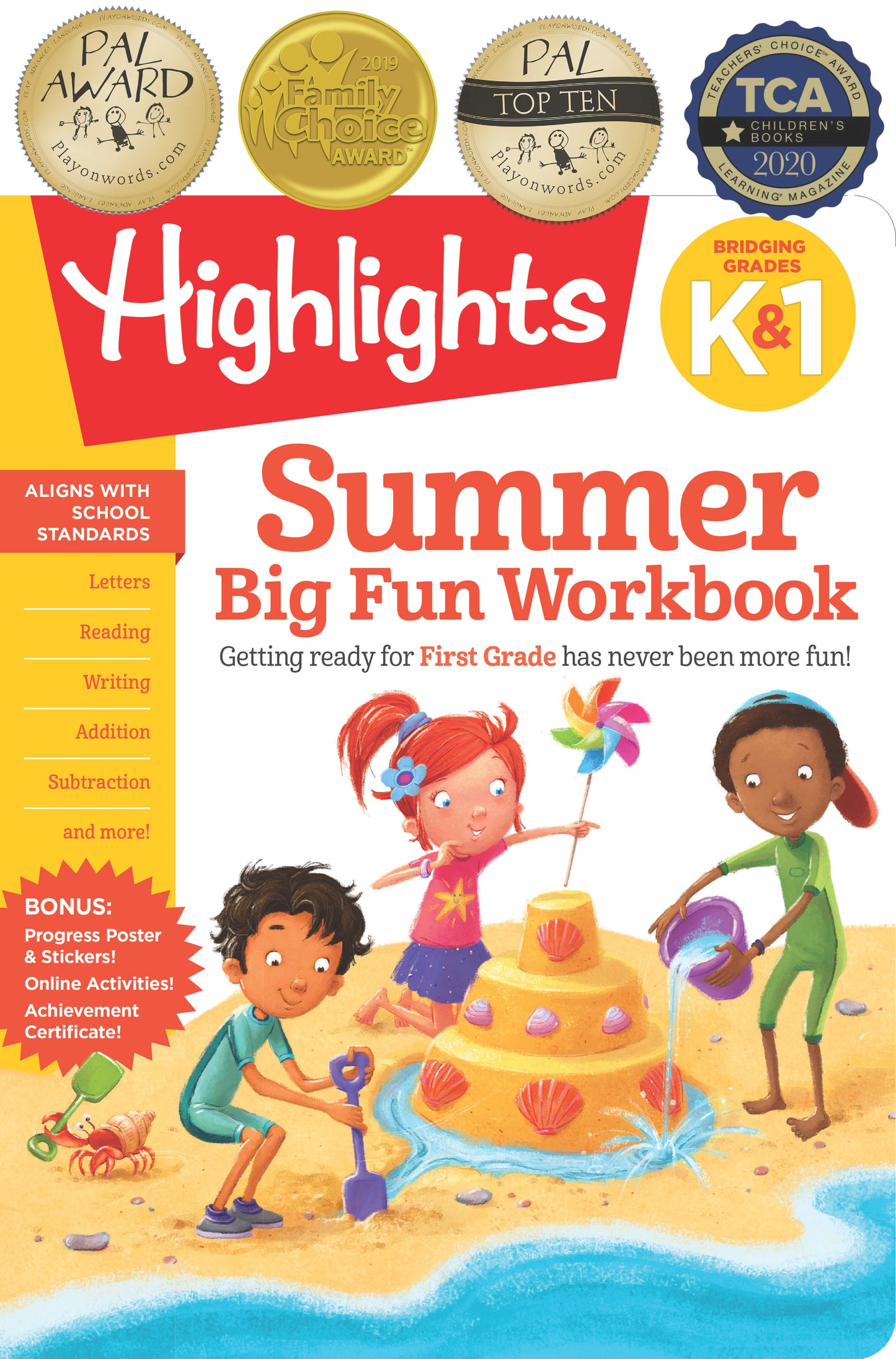 Summer Big Fun Workbook Bridging Grades K & 1 - Ready for First Grade at Home, First Grade Summer Workbook with Letters, Reading, Writing, Addition, Subtraction and More (Highlights Summer Learning)