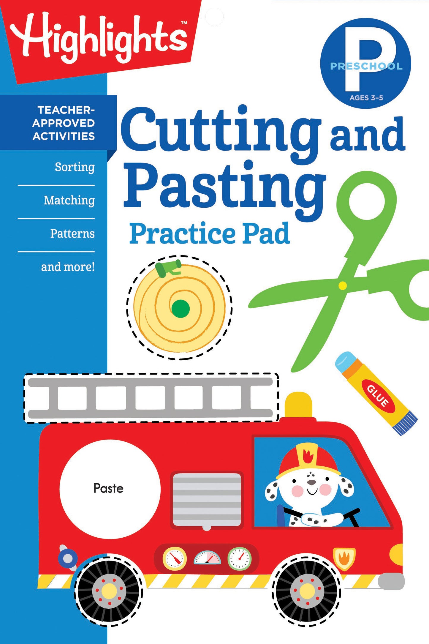 Preschool Cutting and Pasting - Scissor Skills Activity Book for Preschoolers to Practice Cutting Paper, Sort, Match, Find Patterns and More (Highlights Learn on the Go Practice Pads)