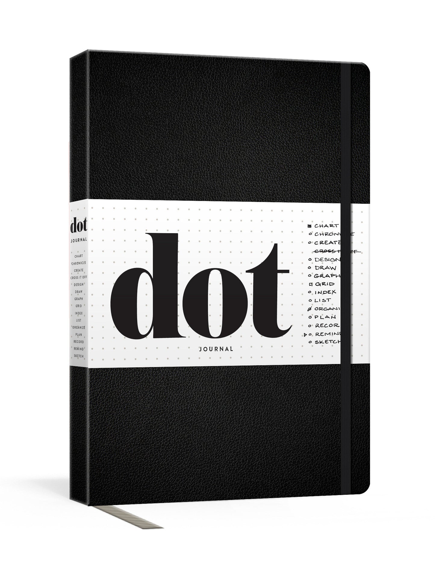 Dot Journal (Black) - A dotted, blank journal for list-making, journaling, goal-setting: 256 pages with elastic closure and ribbon marker