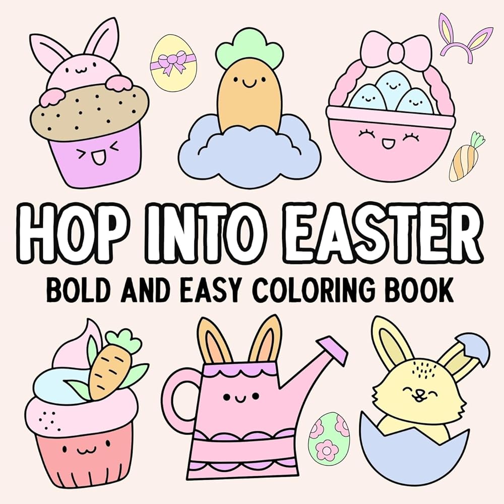 Hop Into Easter: Bold and Easy Coloring Book by Hue Coloring