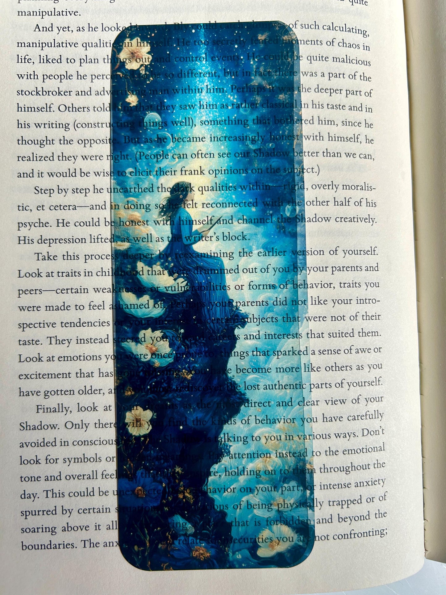 Celestial Dreamscape Bookmark – Girl Reading Under Starry Sky, Fantasy Galaxy Art for Book Lovers, Cosmic Flower Night Gift