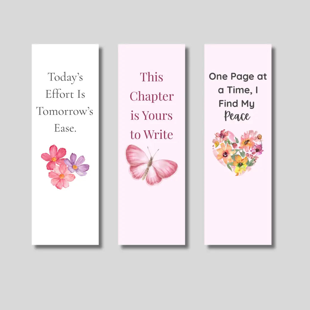 Encouragement & Growth Bookmark Set – 3-Pack Motivational Bookmarks for Journaling, Wellness, and Self-Care