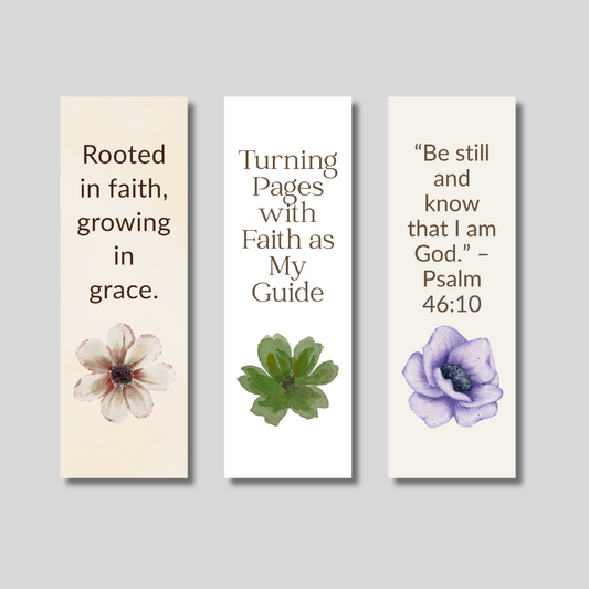 Faith & Grace Bookmark Set – 3-Pack Christian Inspirational Bookmarks for Women, Bible Journaling, and Devotional Gifts