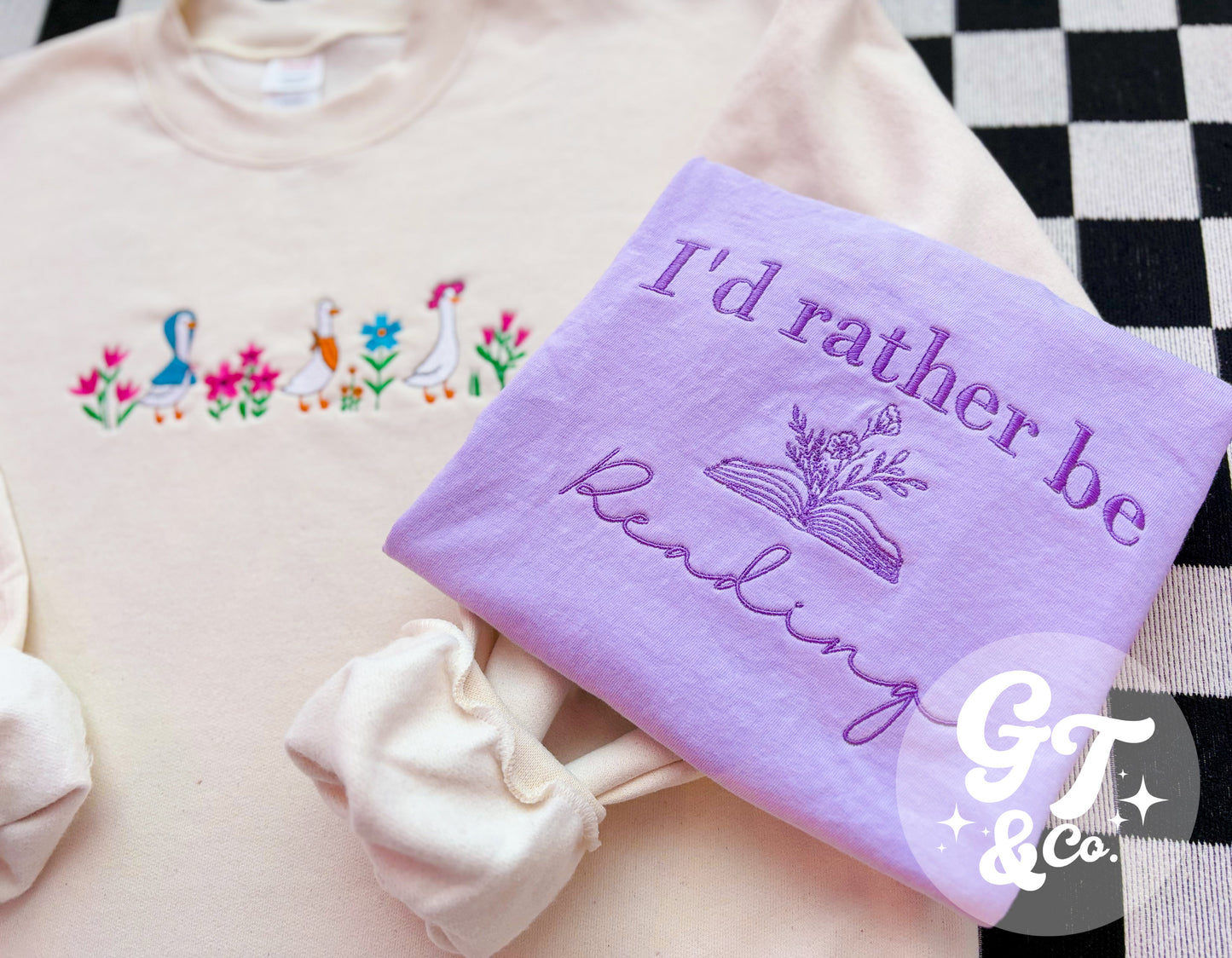 I'd Rather Be Reading Embroidered Tee *MADE TO ORDER*
