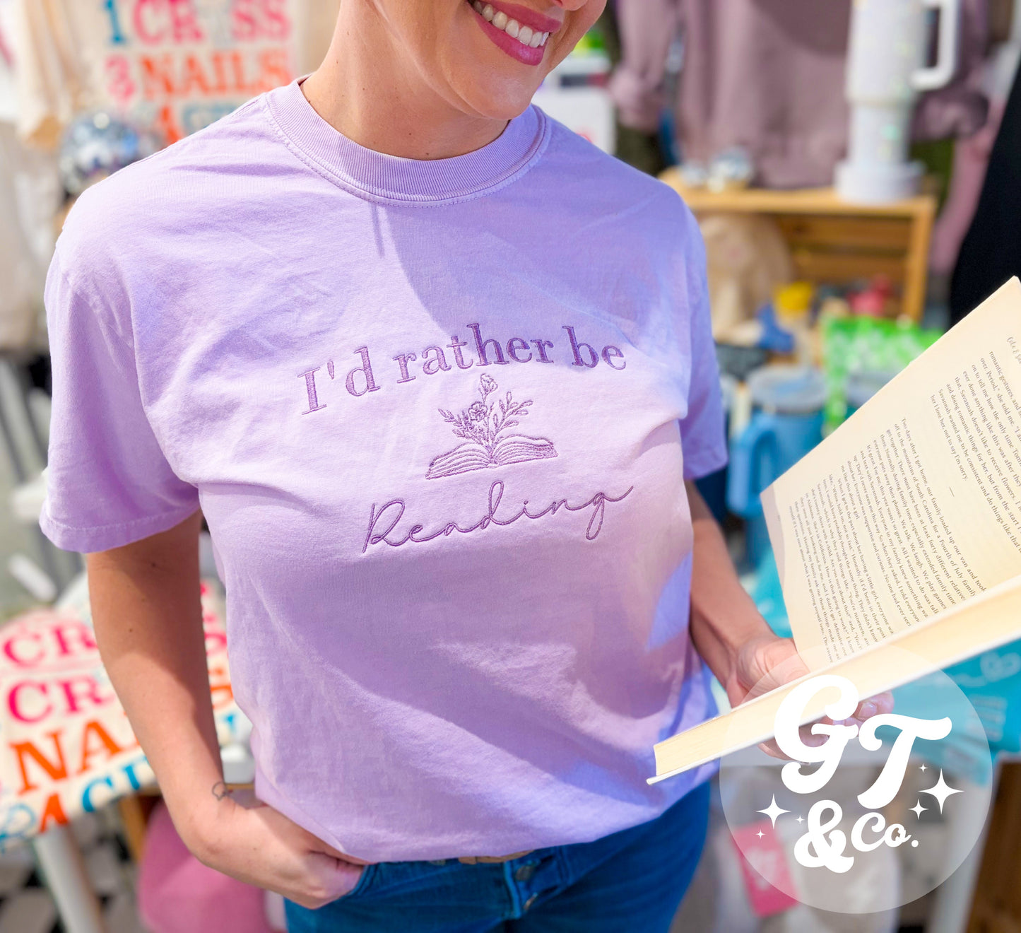 I'd Rather Be Reading Embroidered Tee *MADE TO ORDER*