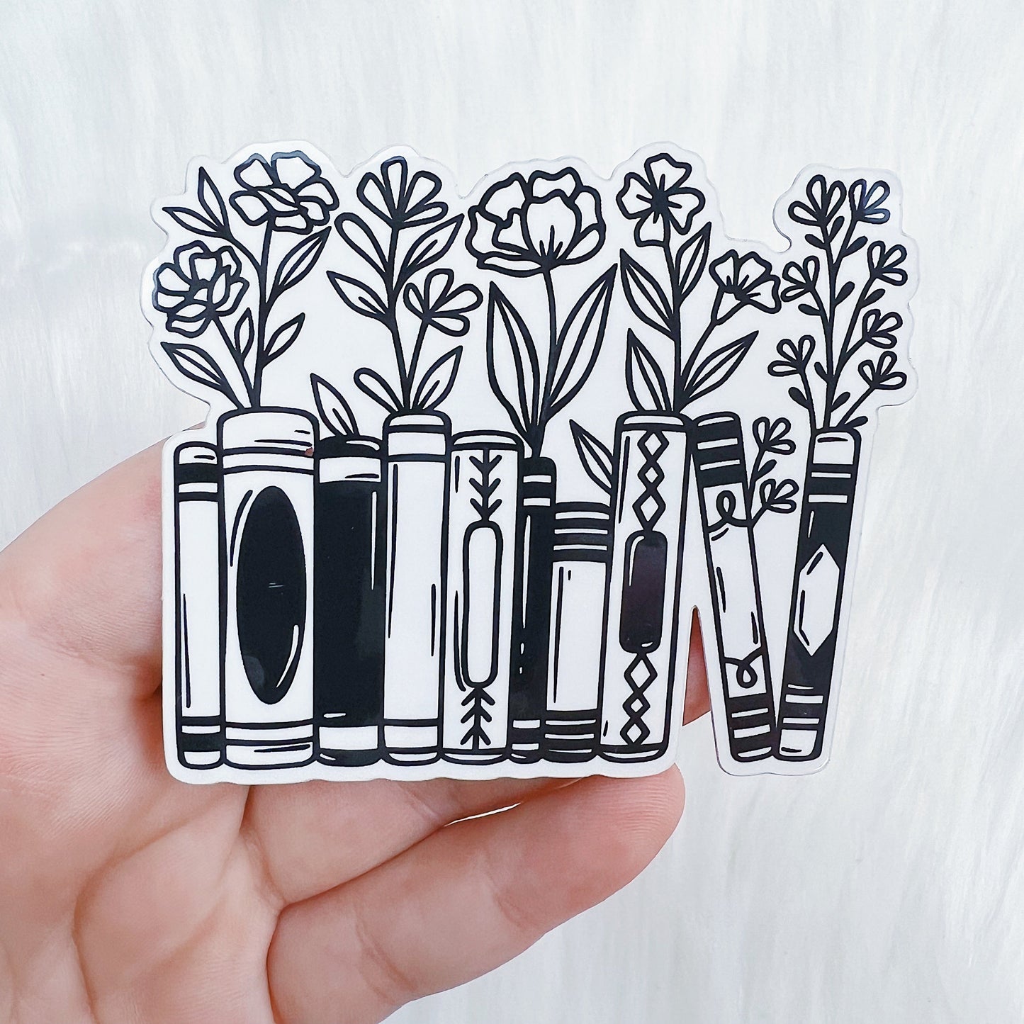 Floral Bookshelf Vinyl Sticker Die Cut