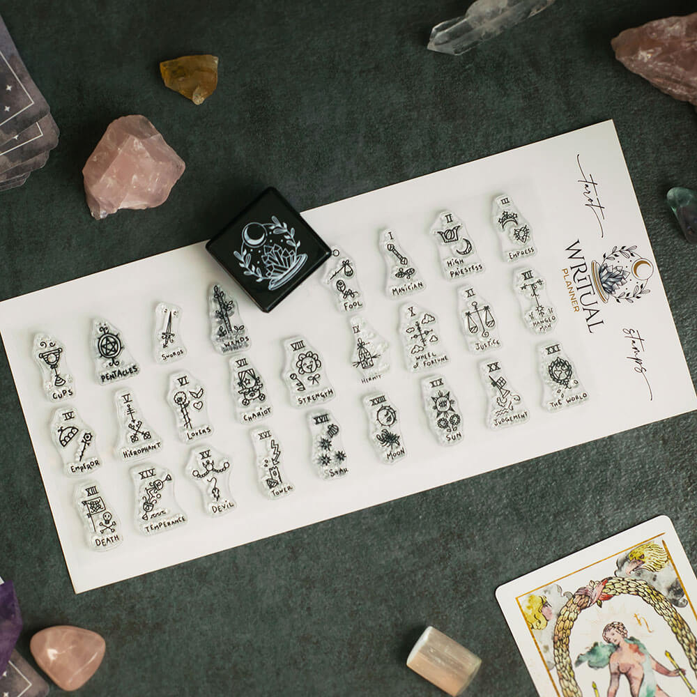 Sellos de Tarot - Juego de 26 sellos originales de fotopolímero transparente