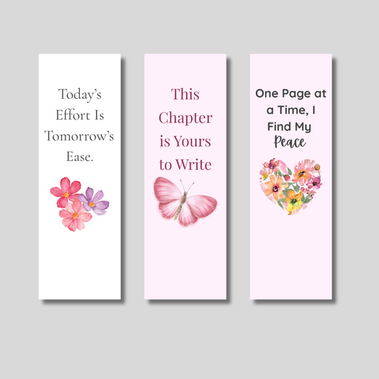 Encouragement & Growth Bookmark Set – 3-Pack Motivational Bookmarks for Journaling, Wellness, and Self-Care