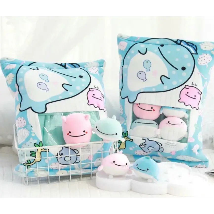 A Large Bag Of Snacks And Pillow Plush Toys A Blue A Large Bag Of Snacks And Pillow Plush T