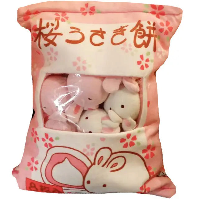 A Large Bag Of Snacks And Pillow Plush Toys Pink A Large Bag Of Snacks And Pillow Plush T