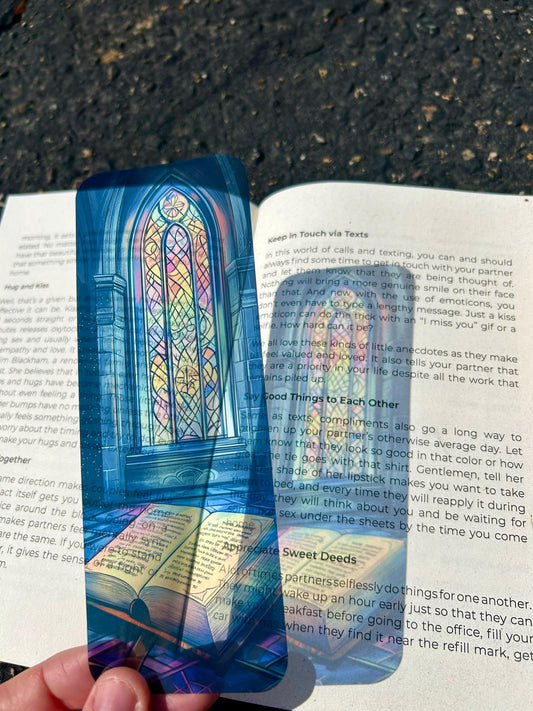 Stained Glass Church Bookmark – Elegant Cathedral-Inspired Design, Spiritual Keepsake, Unique Gift for Book Lovers