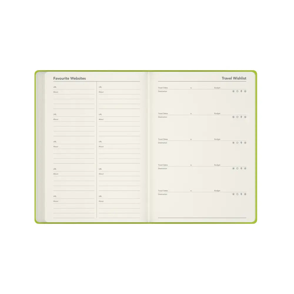 Affirmation - A5 Week-to-View Mid/Academic Year Diary Planner 2025-2026 - Green - Fashion Diaries