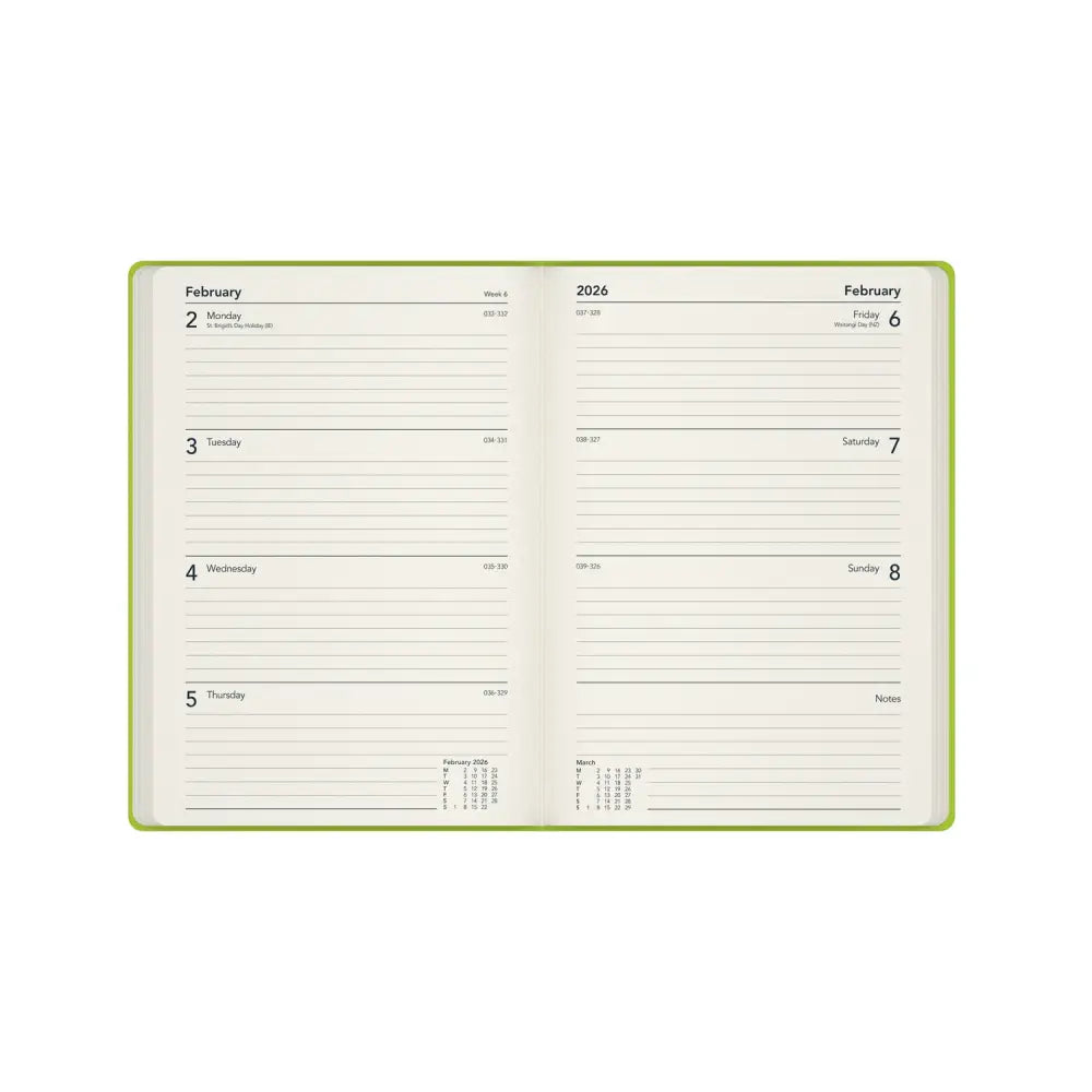 Affirmation - A5 Week-to-View Mid/Academic Year Diary Planner 2025-2026 - Green - Fashion Diaries
